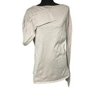 Light Tan Long Sleeve Wide Slit Boat Neck Thumb Hole Top